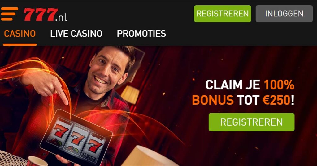 welkomstbonus pagina van casino 777