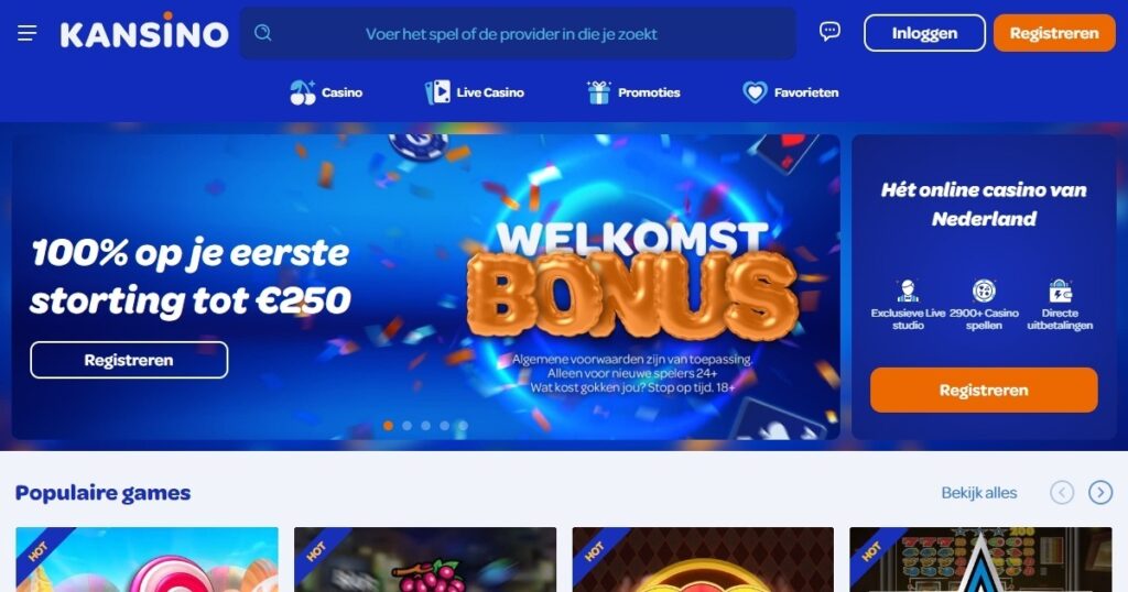 kansino homepage met bonus