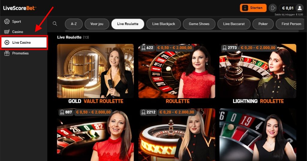 live casino pagina livescore bet casino